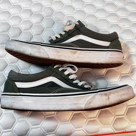 Vans Old Skool Olive Green White Men’s Size 10 Classic Skate Shoes - Picture 3 of 7